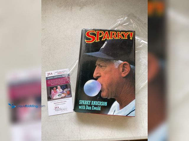 Lot 49-1830519 - COLLECTIBLE AMAZING DETROIT TIGERS LEGEND SPARKY ANDERSON AUTOGRAPHED BOOK PAGE WITH JSA COA #COINS0...