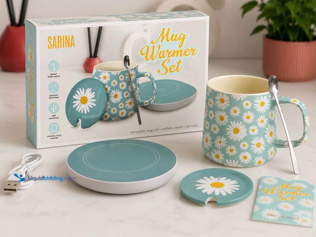Lot 49-1623926 - Lot of (2) Sarina USB Powered Mug Warmer Set with Ceramic Mug and Lid, Model # 157964125546, New. (N...