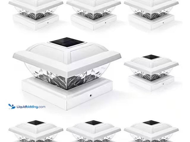 Lot 49-1562512 - (8-Pack) GIGALUMI Outdoor 4 x 4 Solar Deck Post Cap Light, White, Unused, Unable to test.   Ref#AHDP...