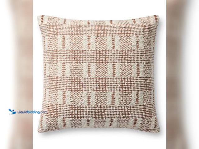 Lot 49-1558994 - Loloi II Collection PLL0185 Ivory/Rust 18'' x 18'' Cover w/Down Pillow, Model # B0DMYFT78L, Slightly...