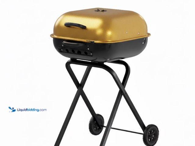 Lot 49-5543084 - Americana Walk-A-Bout 100% Pre-Assembled Portable "Original Square Charcoal Grill" -Steel, Gold. Unu...
