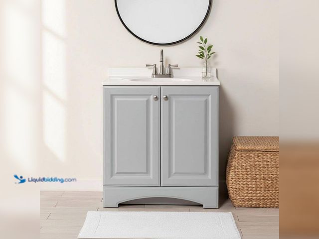 Lot 49-5552423 - Glacier Bay
31 in. Single Sink Pearl Gray Freestanding Bath Vanity with White Cultured Marble Top (...