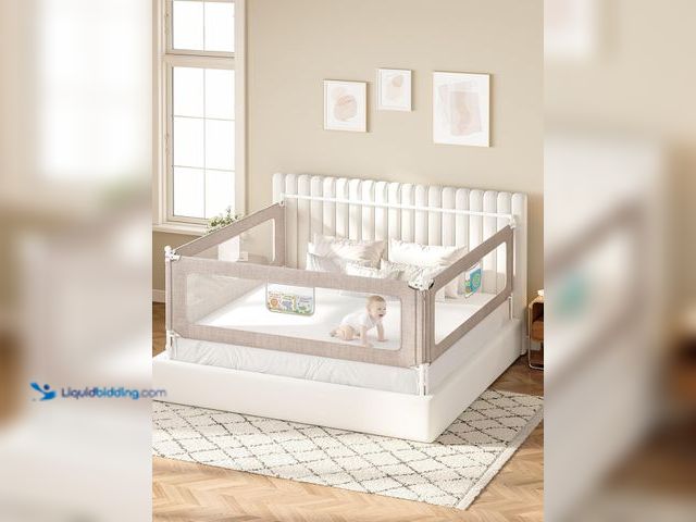 Lot 49-3565481 - VBABY 3-Piece King Size Bed Rails for Toddler, Adjustable Height Baby Bed Rail Guard, Reinforced Bed...