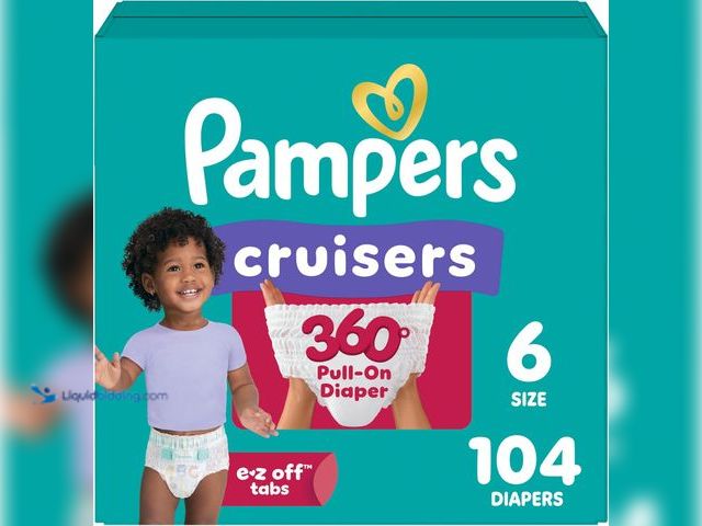 Lot 49-5543652 - Pampers Diapers - Cruisers 360 - Size 6, 104 Count, Babyproof up to 100% Leakproof Pull-On Diaper. N...