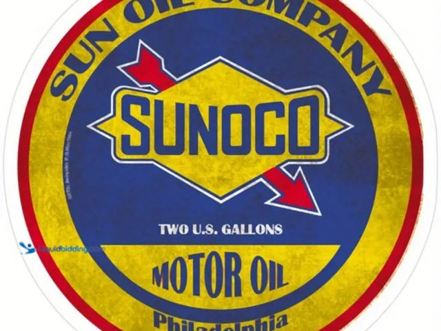 Lot 49-1814411 - New Sunoco motor oil Vintage Motor Tin Sign - 8x8 Inch