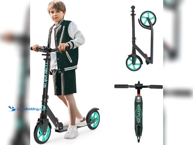 Lot 49-5409741 - Kick Scooter for Ages 6+,Kid, Teens & Adults. Max Load 240 LBS. Foldable, Lightweight, 8IN Big Wheel...
