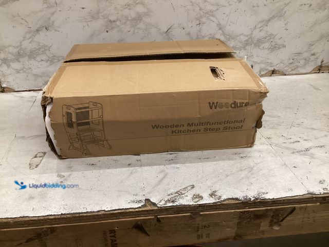 Lot 49-5573369 - Woodure Wooden Multifunctional Kitchen Step Stool, Unused with hardware