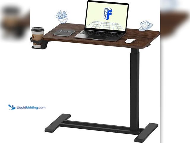 Lot 49-3480414 - FLEXISPOT H7 Adjustable Overbed Bedside Table with Wheels Pneumatic Mobile Standing Desk Laptop Desk...