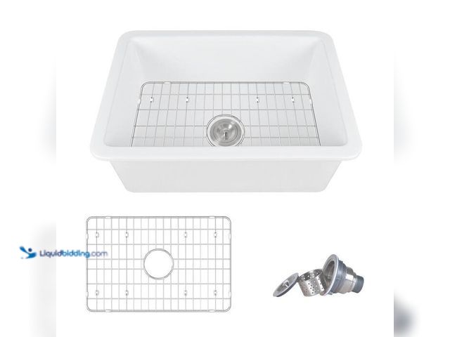 Lot 49-2000676 - DEERVALLEY Glen White Rectangular Fireclay 27 in. Single Bowl Undermount/Drop-In Kitchen Sink with B...