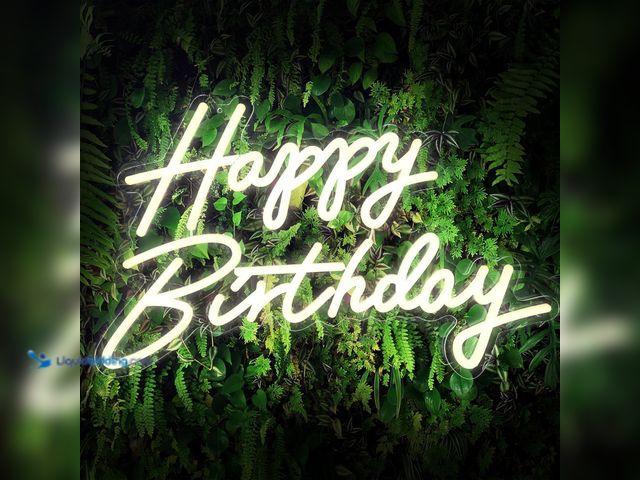 Lot 49-5437437 - Happy Birthday Sign, Neon Signs Large Size 22.5x14inch Light Up Led Signs for Backdrop with Dimmer S...