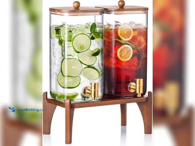 LiquidBidding - Lot 49-2026927 - 1.5 gal glass drink dispenser 2-pack ...