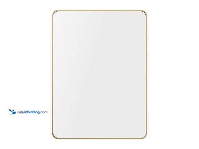 Lot 49-2000697 - LuxHomez 22 in. W x 30.1 in. H Modern Rectangular Aluminum Frame Gold Wall Mirror (Screws Included),...