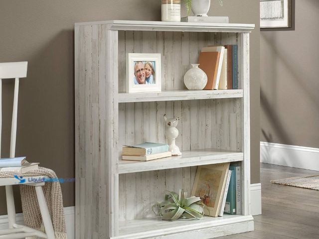 Lot 49-2000953 - Sauder 3-Tier Book Shelf Wooden Bookcase Multipurpose Bookshelf for Home Office, Living Room, in Whi...