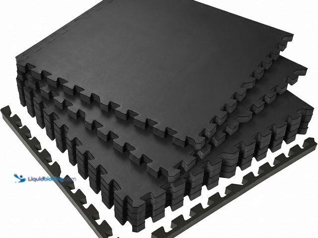 Lot 49-5554469 - SUPERJARE 0.56'' Thick 24 Sq Ft Rubber Top Gym Flooring for Home Gym | High Density Gym mat with Upg...