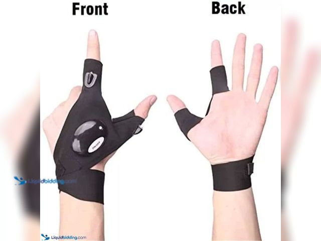 Lot 49-3459210 - LED Glove Lights - 1 Pair Black - NEW - These flashlight work gloves contain 1 LED on index finger a...