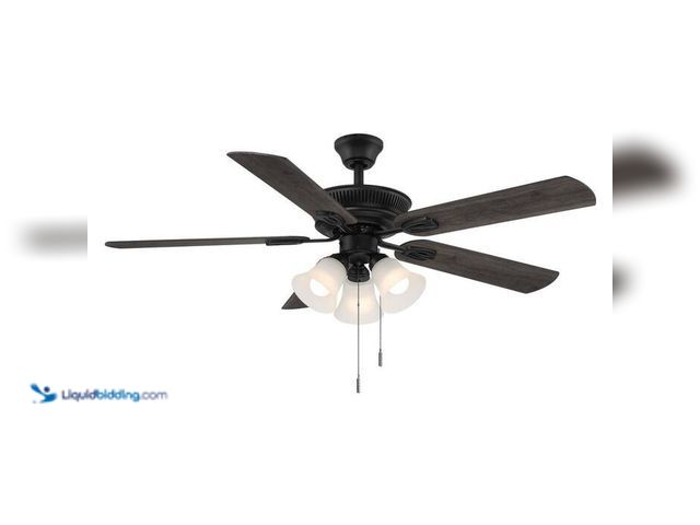 Lot 49-2021917 - Hampton Bay Glendale III 52 in. LED Indoor Matte Black Ceiling Fan with Light and Pull Chains. Model...