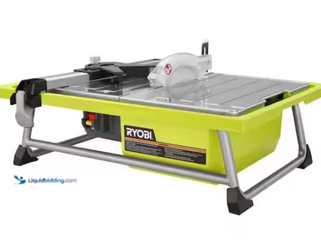 Lot 49-3470880 - RYOBI 4.8 -Amps 7 in. Blade Corded Tabletop Wet Tile Saw, Model # WS722, Used, Tested works.   Ref#S...