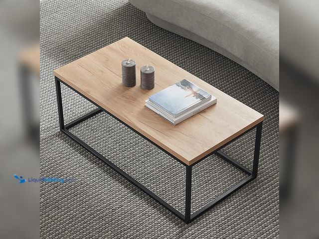 Lot 49-3465251 - CENSI 40-Inch Natural Oak Coffee Table Ottoman for Living Room, Medium Rectangle Size, Mid-Century M...