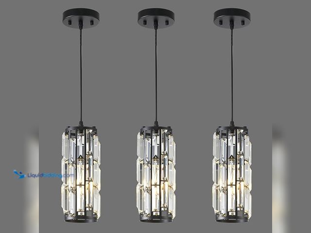 Lot 49-3482639 - Eiehg Modern Black Chandelier Mini Crystal Chandelier Kitchen Island Restaurant Bedroom Kitchen Sink...