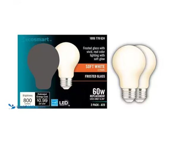 Lot 49-3600224 - Lot of (6) EcoSmart 60-Watt Equivalent A19 Dimmable CEC Frosted Glass Filament LED Light Bulb Soft W...