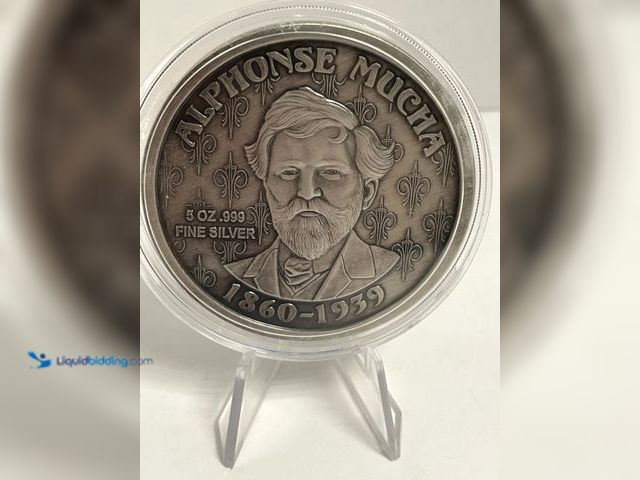 Lot 49-910580 - Anonymous Mint "The Mucha Collection – Laurel" 5 Troy Oz .999 Fine Silver Proof Round featuring reno...