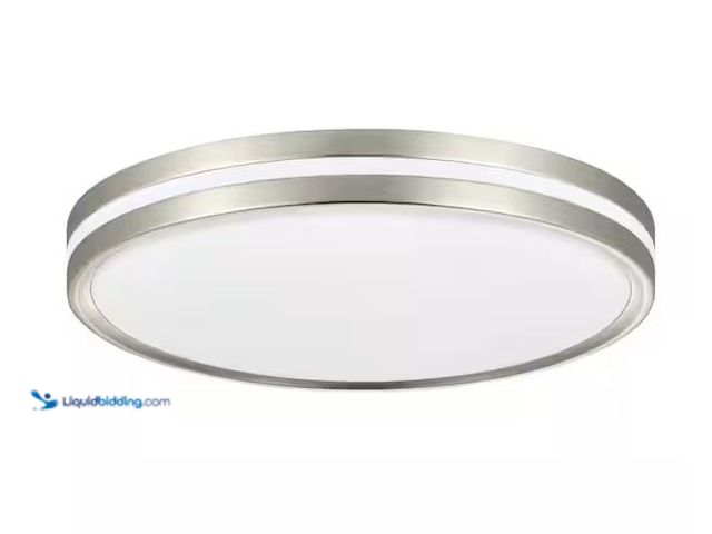 Lot 49-5573372 - Hampton Bay
Ashburrow 15 in. Light Brushed Nickel Adjustable CCT Integrated LED Ceiling Flush Mount...