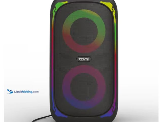 Lot 49-1571145 - Tzumi Super Bass Jobsite Speaker, Model # 9525HD, Slightly used, Powers on, Has charger, Has attachm...