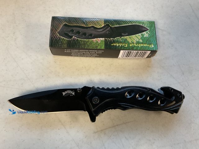 Lot 49-1810297 - COLLECTIBLE BREAKOUT FOLDER 4 1/2 INCH BLACK COATED STAINLESS STEEL BLADE WITH CLIP