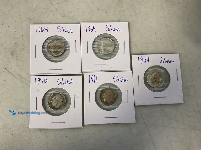 Lot 49-1505718 - LOT OF 5 ROOSEVELT DIMES 90% SILVER #COINS0122