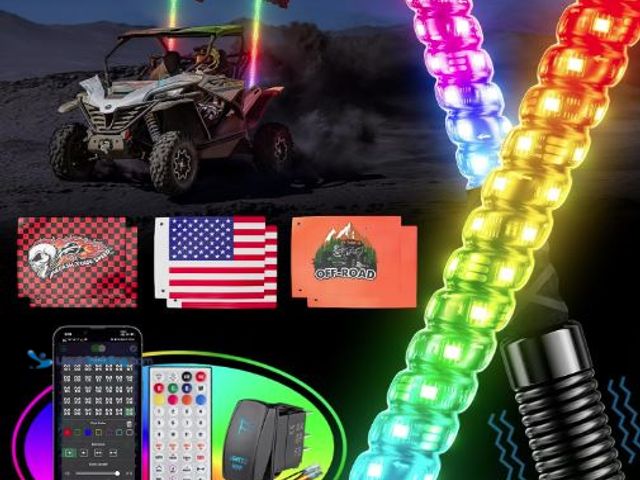 Lot 49-5436324 - 2PCS 2FT Whip Lights for UTV ATV with Spring Base, Tripled Brighter Led Whip Light W/Rocker Switch &...