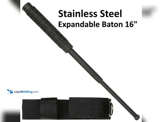 Lot 49-3430618 - Expandable Stainless Steel Self Defense Baton 16" Black - NEW - This handy deterrent provides the ca...