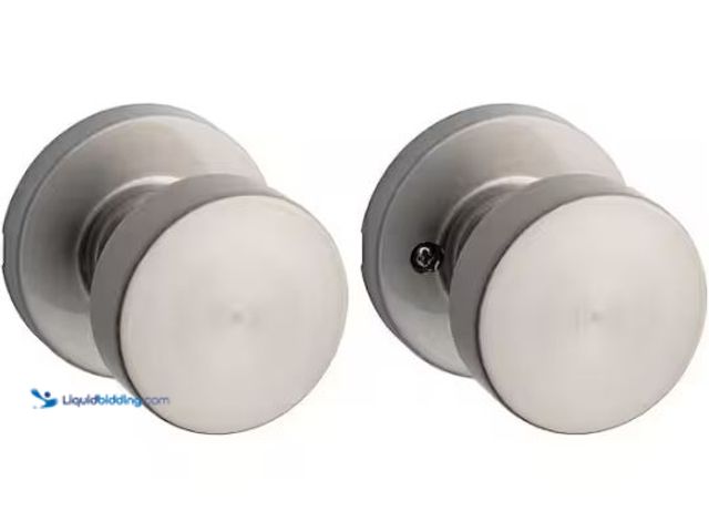Lot 49-1569217 - Lot of (2) Kwikset Pismo Round Satin Nickel Hall/Closet Door Knob Featuring Microband Antimicrobial ...