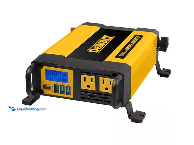 Lot 49-3600212 - DEWALT 1000-Watt Portable Car Power Inverter with Triple USB Ports Model # DXAEPI1000, Unused, Unabl...