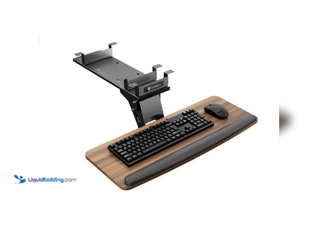 Lot 49-1567728 - EUREKA ERGONOMIC Keyboard Tray Height Adjustable, Swivel Tilt Computer Keyboard Drawer Under Desk, 2...