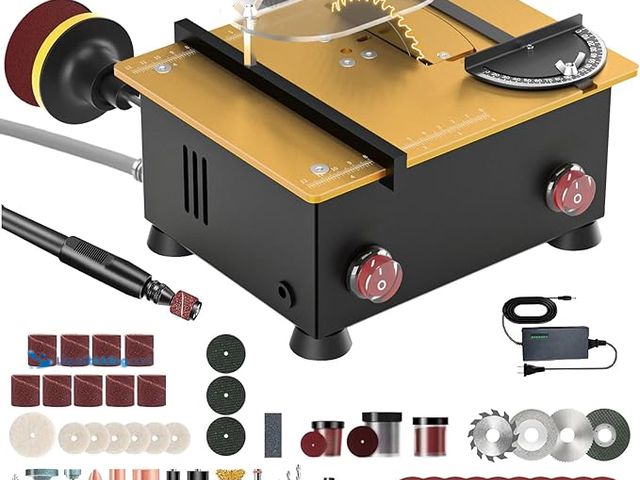 Lot 49-3430501 - Mini Table Saw for Crafts [Dual 795 Motors & Switches] Max 200W/12,000RPM/26mm Adjustable Height Tab...