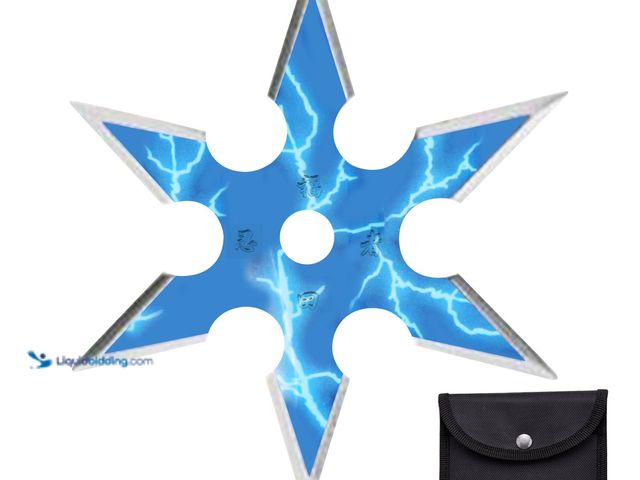 Lot 49-5393310 - Ninja Six Point Lightning Throwing Star Shuriken 4" Blue - The ninja six point lightning ninja throw...