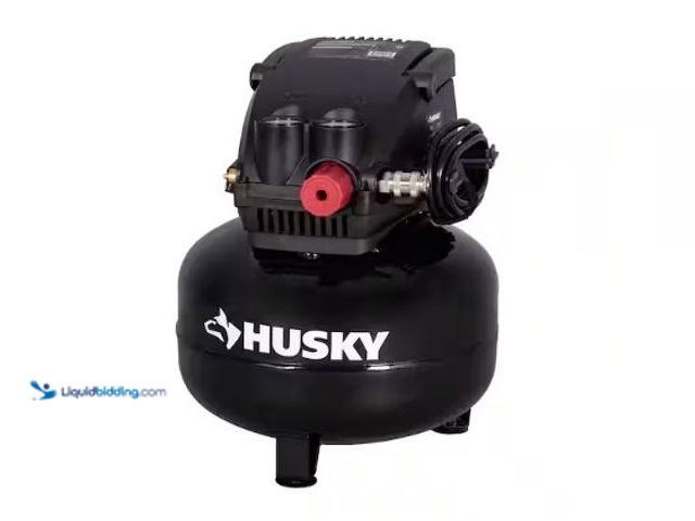 Lot 49-3615743 - Husky 3 Gal. 120 PSI Portable Electric Oil-Free Light Duty Pancake Air Compressor with Fold Down Han...