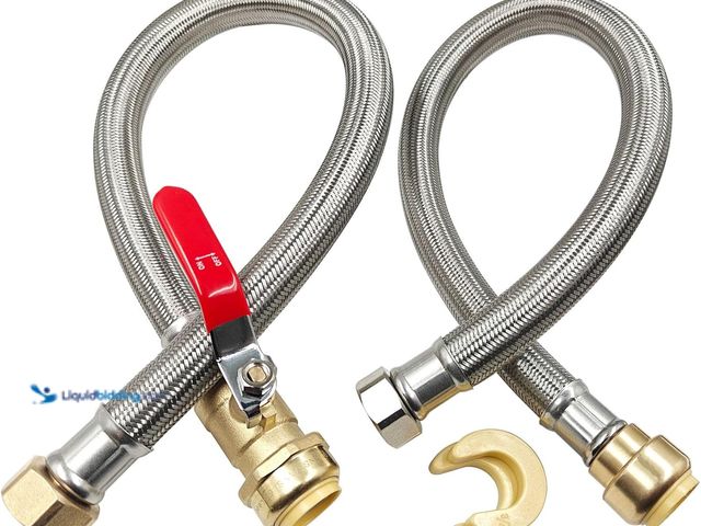 Lot 49-5406924 - 3/4" Ball Valve x 3/4" FIP x 24" Water Heater Hose Connector, Stainless Steel Braided Corrugated Fle...