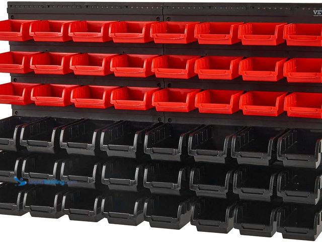 Lot 49-5556979 - VEVOR 48-Bin Wall Mounted Storage Bins Parts Rack Organizer Garage Shop Tool Organizer for Screws, N...