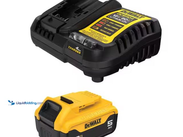 Lot 49-1574930 - DEWALT 20V MAX Lithium-Ion 5.0 Ah Battery and Charger, Model # DCB205C, Slightly used, Has battery a...