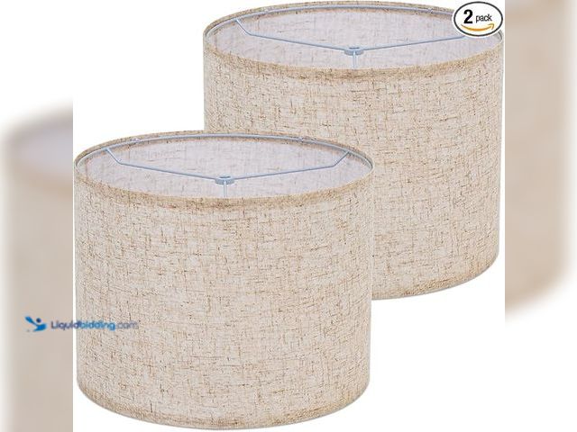 Lot 49-3472715 - Beige Linen Lamp Shades Set of 2,Drum lamp shades for table lamps 13" Top x 13" Bottom x 10" High, R...