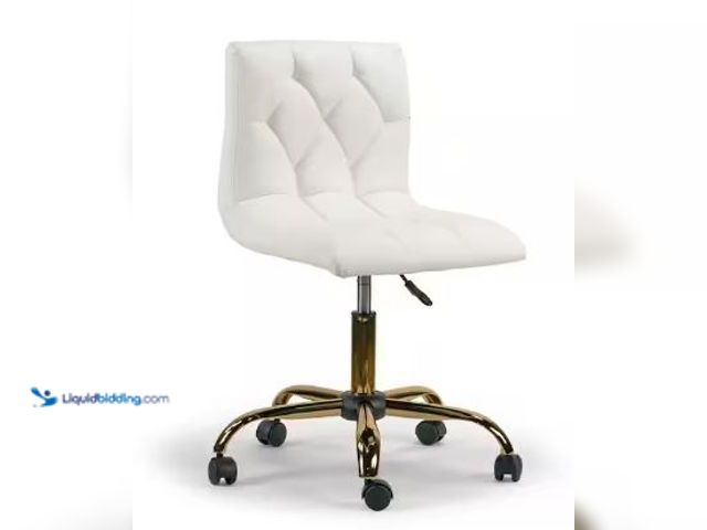 Lot 49-1517353 - Glamour Home
Aman Ivory Upholstered Adjustable Height 19.25 in. with Golden Frame Wheel Base Swivel...