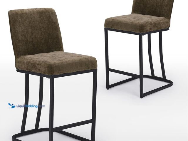 Lot 49-5410453 - Upholstered Bar Stools Set of 2 Counter Height Chairs Barstools for Kitchen Island. [Model: BC031] U...