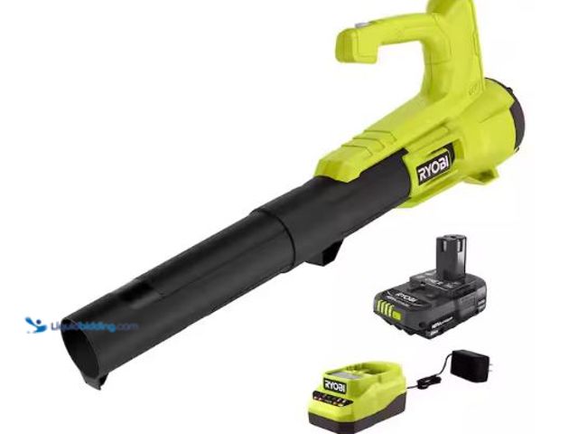 Lot 49-1569143 - RYOBI ONE+ 18V 90 MPH 250 CFM Cordless Battery Leaf Blower/Sweeper with 2.0 Ah Battery and Charger, ...