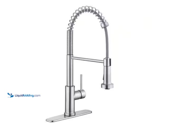 Lot 49-2001466 - Glacier Bay Paulina Single-Handle Spring Neck Pull Down Sprayer Kitchen Faucet in Stainless Steel, M...