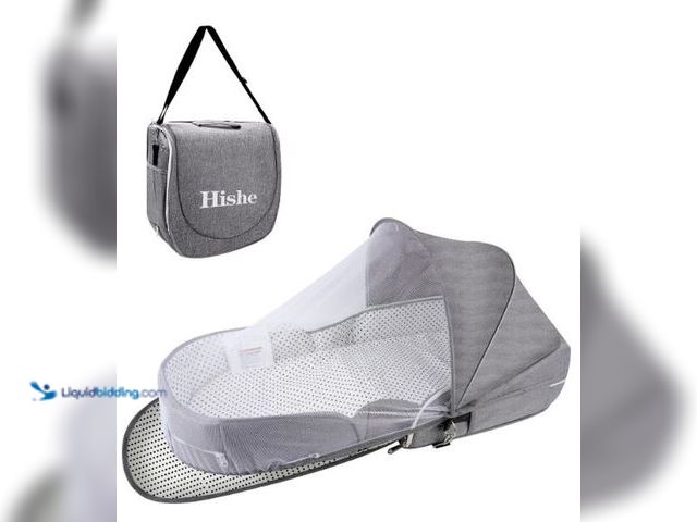 Lot 49-5436320 - Baby Travel Bassinet Portable Bassinets: Foldable Lightweight Travel Pod Infant Bassinet with Mosqui...