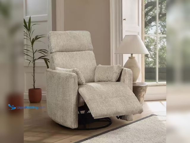 Lot 49-2006689 - Lazzara Beane Brown Microfiber Manual Swivel Glider Recliner, Model # 9555BRW-1SW, MSRP $499.99, Unu...