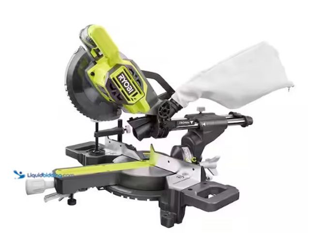 Lot 49-2004514 - RYOBI ONE+ 18V Cordless 7-1/4 in. Sliding Compound Miter Saw, Model # PBT01B, Unused, Has battery, F...