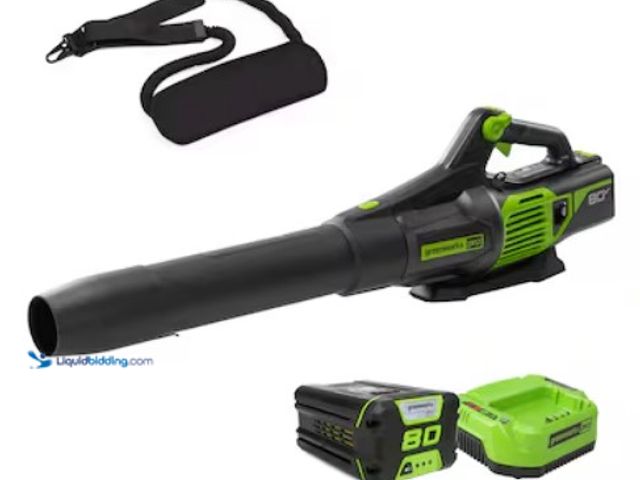Lot 49-1625716 - Greenworks Pro 4-volt 730-CFM 170-MPH Battery Handheld Leaf Blower 4 Ah, Model #BLB489, Slightly use...