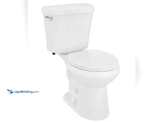 Lot 49-1550287 - Glacier Bay 12 inch Rough In Two-Piece 1.28 GPF Single Flush Round Toilet in White Seat Included, Mo...